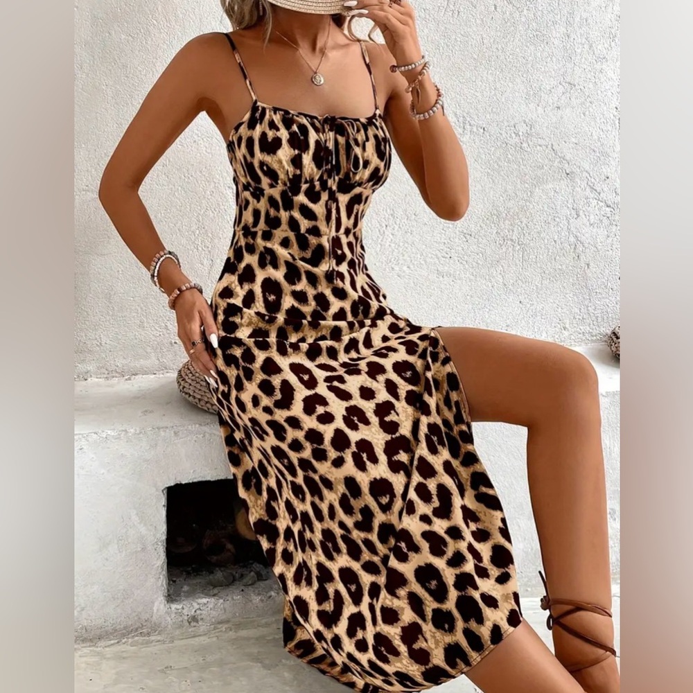 Leopard Print Spaghetti Strap Dress